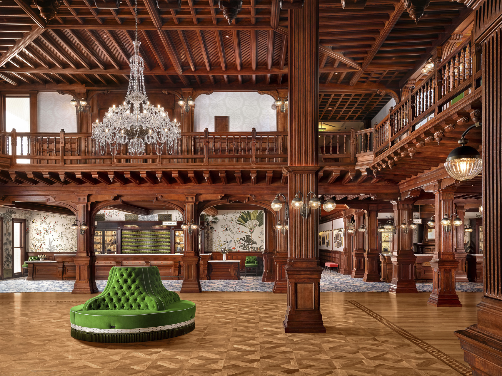 Hotel Del Coronado lobby with chandelier - Historic Renovation